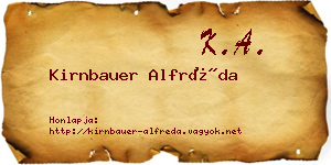 Kirnbauer Alfréda névjegykártya